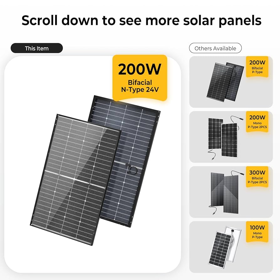Amazon.com: BougeRV 24V N-Type 16BB 200W Bifacial Solar